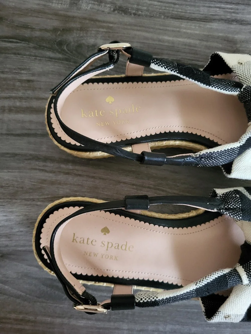 Kate Spade Betsy Platform Sandal Black & White Gingham Size 8.5